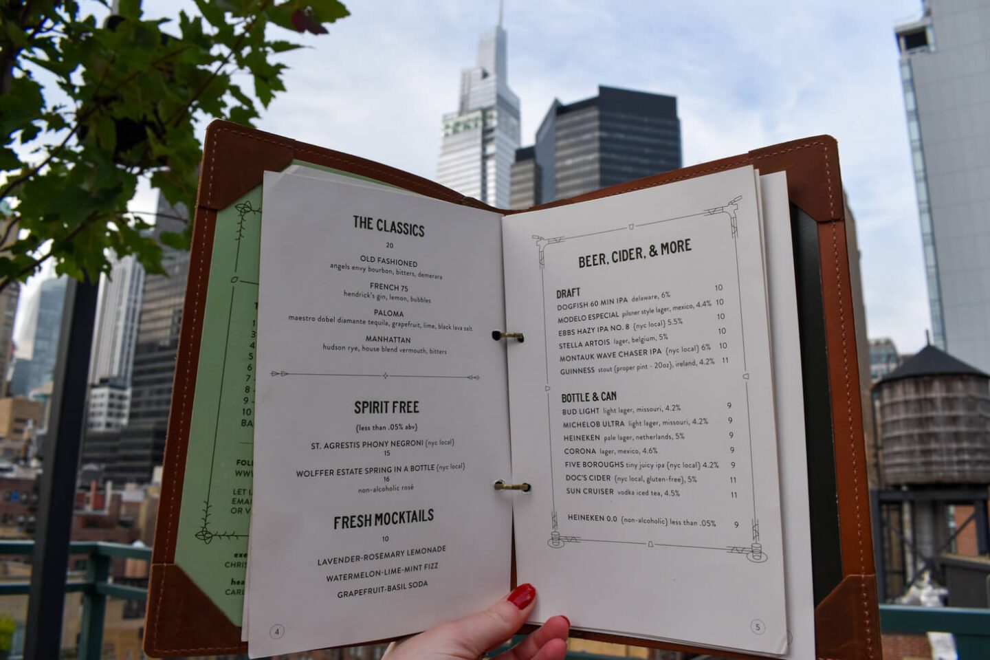 Vintage Green Rooftop menu